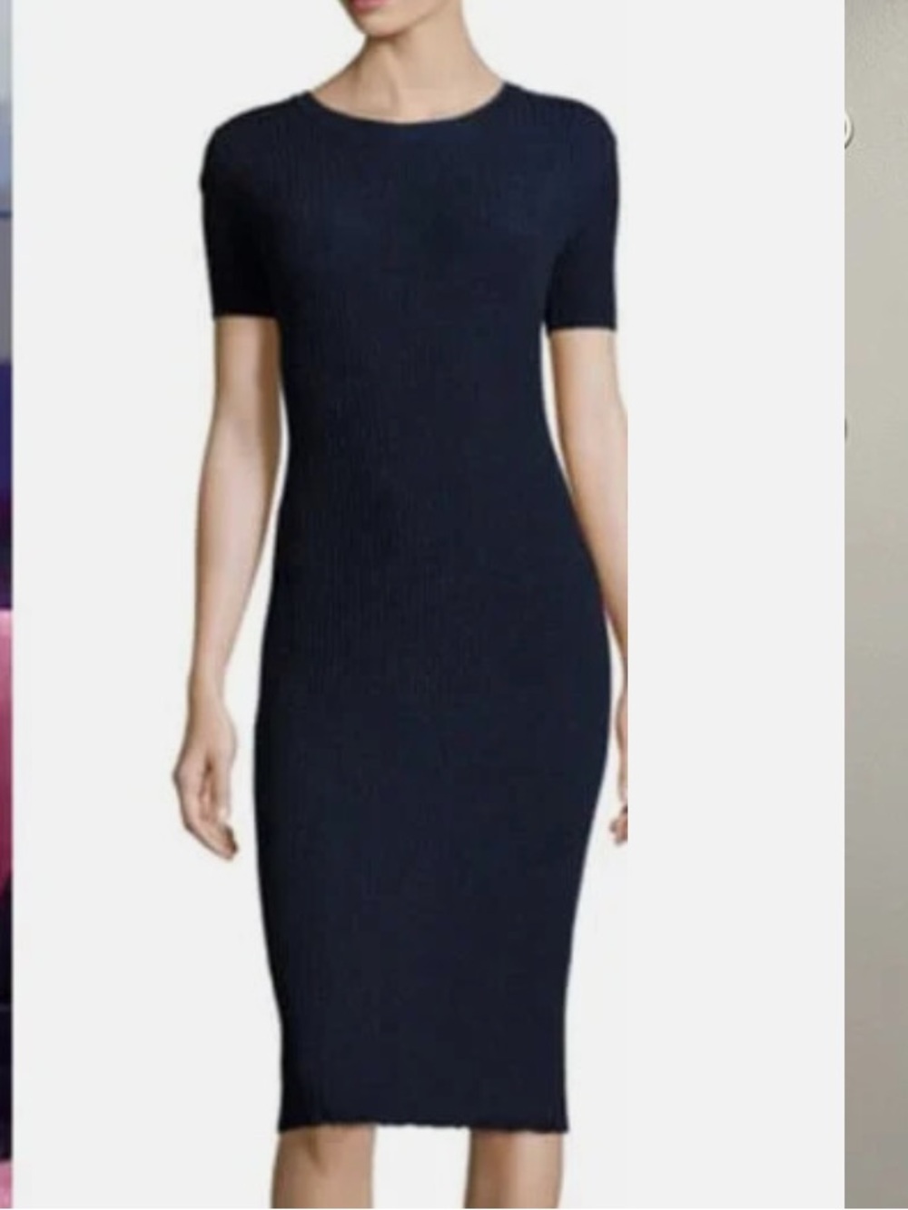 Milly Crew Neck Bodycon Knee-Length Dress Large